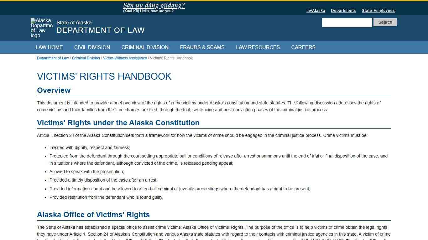 Victims' Rights Handbook - Victim-Witness Assistance